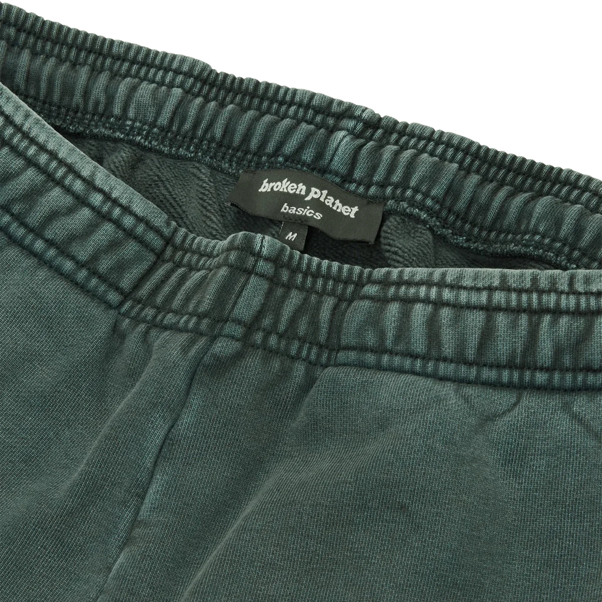 Waist view of Broken Planet Basics Straight Leg Washed Emerald Sweatpants